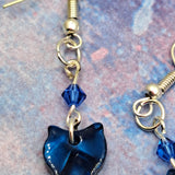 Cat Earrings Dark Blue