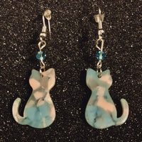 Cat Earrings Light Blue