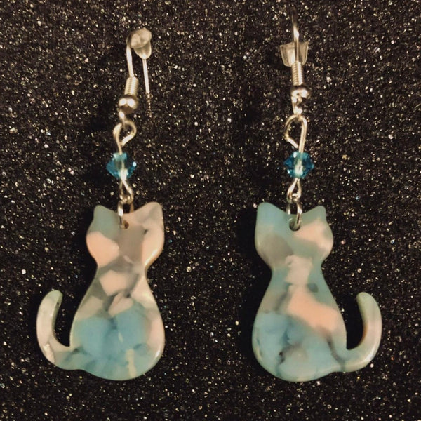 Cat Earrings Light Blue