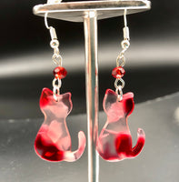 Cat Earrings Red