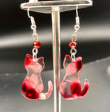 Cat Earrings Red
