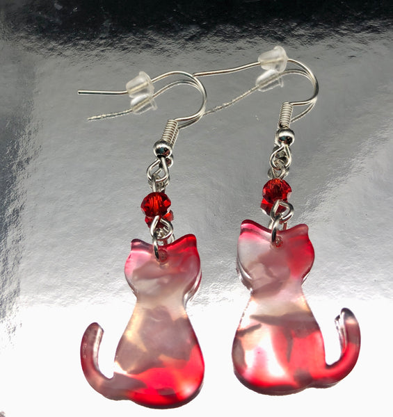 Cat Earrings Red