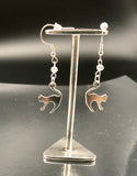 Cat Earrings by Gato Arteiro - Silver and Pearls