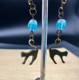 Cat Earrings Old Gold